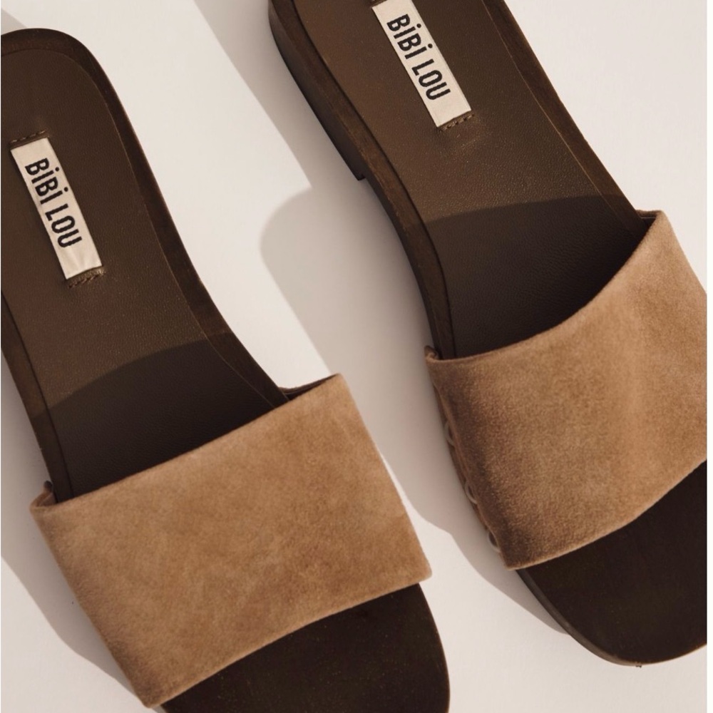 Bibi Lou Tan Suede Slide Sandals